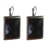 Clearance Agate Earrings Faceted Smooth Setting Rectangular Stone 3*2.3cm, length 3.9cm