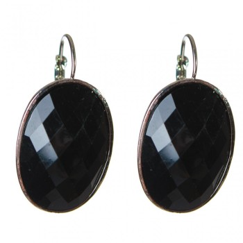 Clearance Agate Earrings Faceted Smooth Setting Oval Stone B 2.3*3.2cm, length 4cm