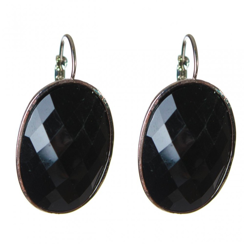 Clearance Agate Earrings Faceted Smooth Setting Oval Stone B 2.3*3.2cm, length 4cm