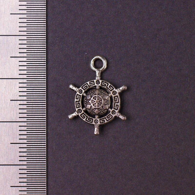 Jewellery Findings Pendant Greek Ship's Wheel 19x14mm, pack 20g +/- 25pcs