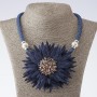 Chrysanthemum Cord Necklace, Textile, Fashion, Blue, length 48-55cm