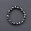 Natural Stone Bracelet Hematite on Elastic, Smooth Bead, diameter 10mm