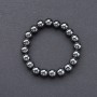 Natural Stone Bracelet Hematite on Elastic, Smooth Bead, diameter 10mm