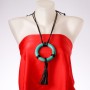 "Circle with Tassel" Pendant on Long Cord, Outer Diameter 97mm+/-, Inner Diameter 60mm+, Length 75cm+