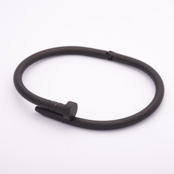 Bracelet "Nail", black metal colour, hi-tech clasp, circumference 18 cm