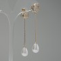 Long Hi-Tech Rose Earrings, Gold, 7cm