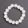 Women's White Cat's Eye Stone Bracelet, 10mm Diameter on Elastic, 18cm Length