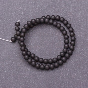 Shungite Beads Smooth Round on String (Synthetic), diameter 6mm, length 37cm