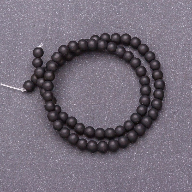 Shungite Beads Smooth Round on String (Synthetic), diameter 6mm, length 37cm