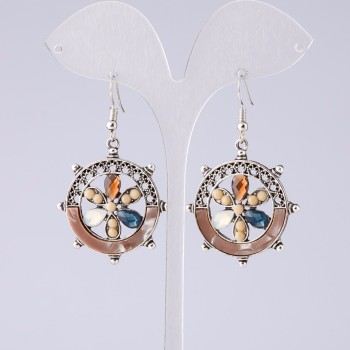 Earrings "Flower of Wishes" Cappuccino, "Purple" series, length 5cm