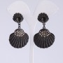 Black Seashell Evening Earrings, 5.5 cm Length