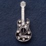 Brooch "Banderas Guitar" 5×2cm Black Enamel, Grey Metal