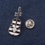 Brooch "Hi-Tech Violin" 3.5x1.5cm black and white enamel, grey metal