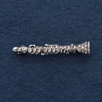 Brooch "Flute" 4.5cm grey metal