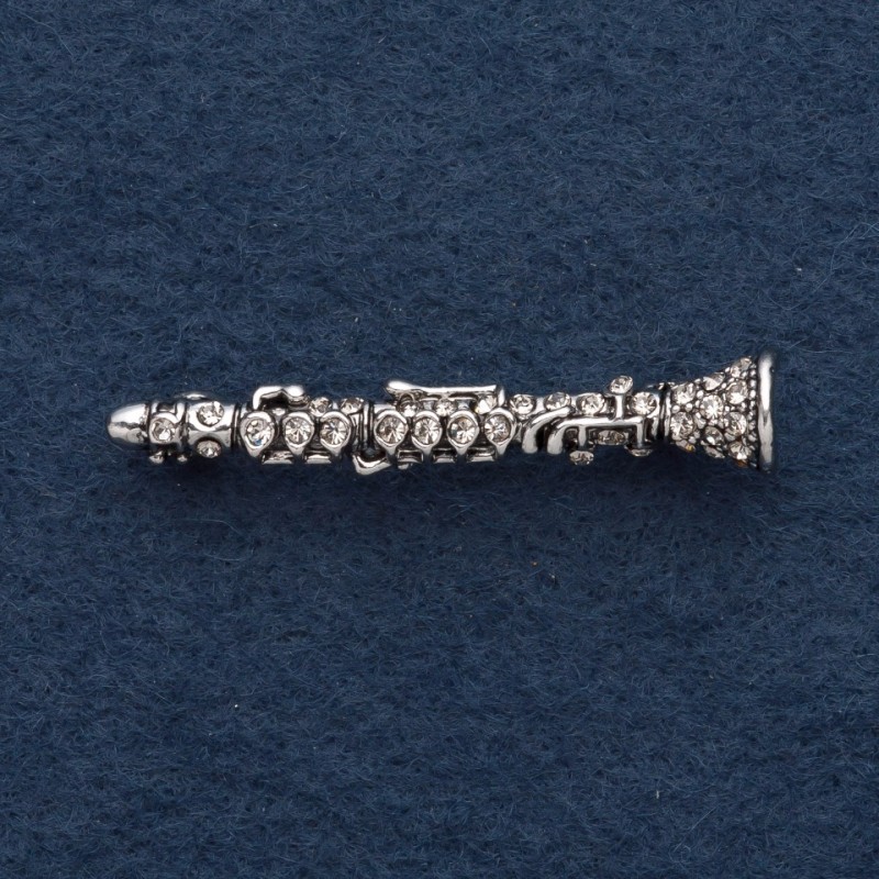 Brooch "Flute" 4.5cm grey metal