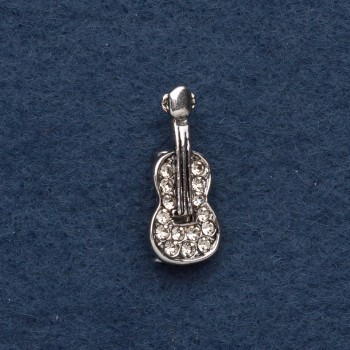 Brooch "Violin" 2.5x1cm grey metal