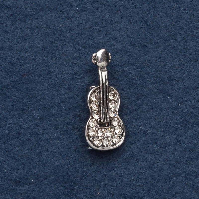Brooch "Violin" 2.5x1cm grey metal