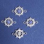 Pendant Connector Finding, Rhinestone Eye "Ship's Wheel", 1.5x2cm, Silver-Tone, Pack of 4