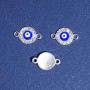 Pendant Connector Finding, Rhinestone "Eyelet", 1.8cm, Silver-Tone, Pack of 3