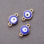 Findings Pendant Connector "Eye", blue enamel, 10mm, gold-tone, pack of 4pcs