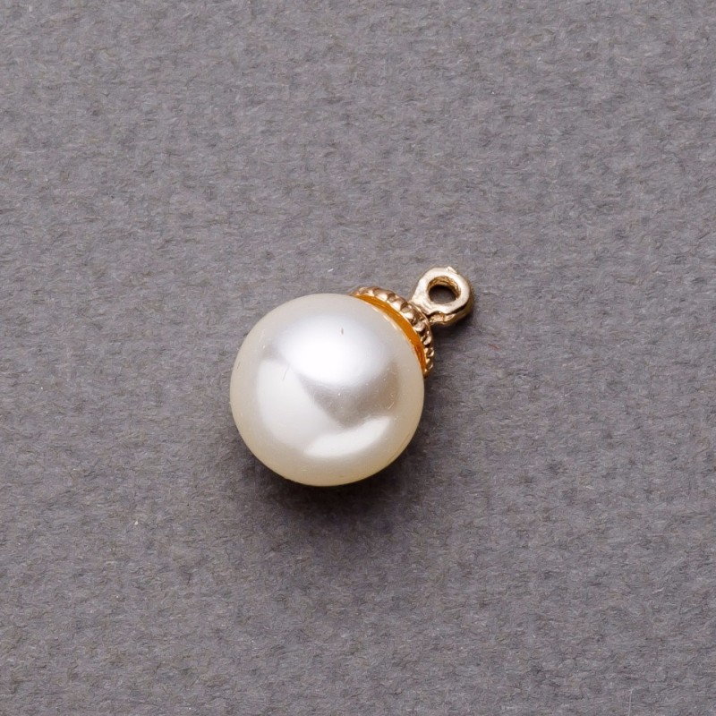 Gold-tone Pearl Bead Pendant Findings plastic 12mm packaging 8 pcs