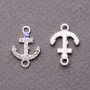 Pendant Connector Finding, Rhinestone Eye Anchor, Silver-Tone, 2x1.5cm, Pack of 4