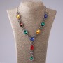 Evening Necklace with Multicoloured Crystals, Length 45-55cm