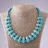 Cleopatra Necklace, Veined Green Turquoise, links 10*25mm and 10mm beads, L50cm