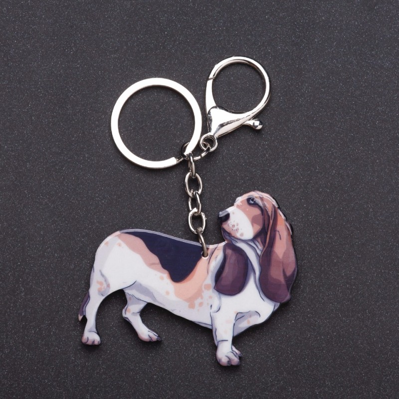 Keyring "Friend" series Basset decoupage, length 13cm