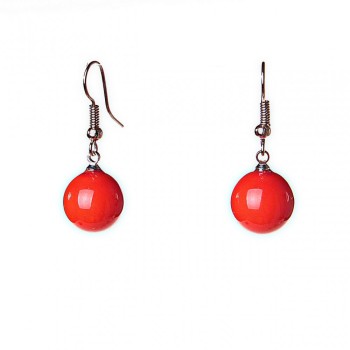 (33/13mm) Earrings with Toggle Hook Orange Majorca Pearls