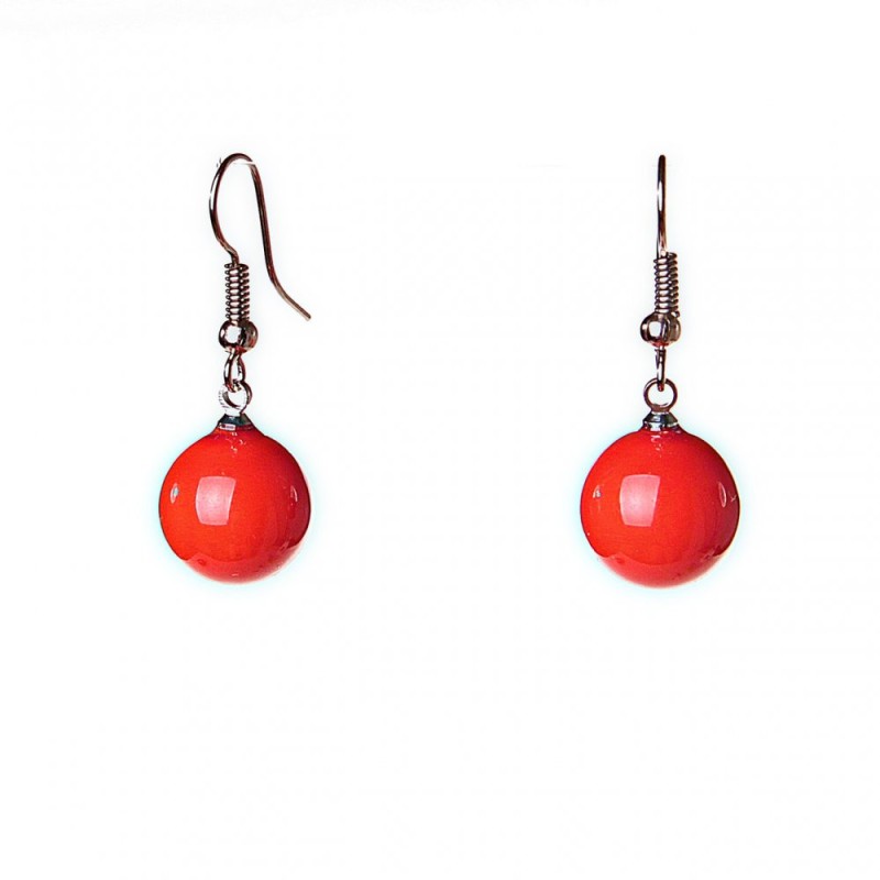(33/13mm) Earrings with Toggle Hook Orange Majorca Pearls