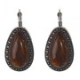 Clearance. Tiger's Eye Earrings with Point-Cross Frame, Drop Stone 3×2 cm, Length 4 cm