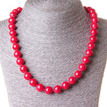 Red Coral Beads (pressed) ball 10mm, length 45cm