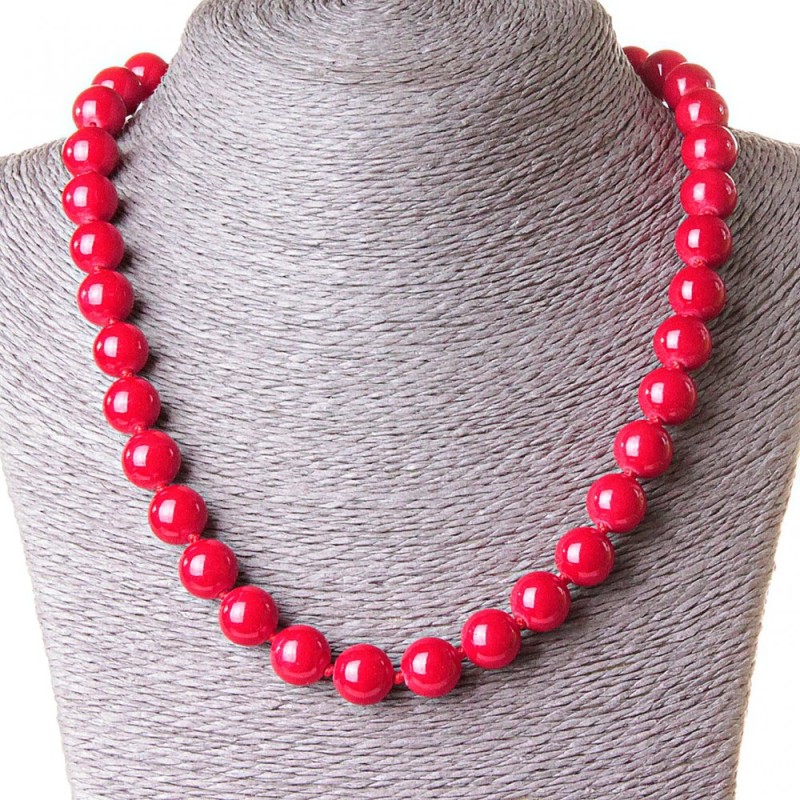 Red Coral Beads (pressed) ball 10mm, length 45cm