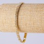 Two-Row Rhinestone Bracelet with Clasp, Metal Colour "Gold", Length 19cm, Width 5mm