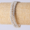 Rhinestone Bracelet with Clasp, Two-Row Double Zigzag, Silver-Coloured Metal, Length 19cm, Width 14mm