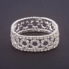 Stretch Rhinestone Bracelet "Rings" Pattern, White Rhinestones, Width 19cm Circumference 18.5cm, Silver-Coloured Metal