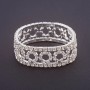 Stretch Rhinestone Bracelet "Rings" Pattern, White Rhinestones, Width 19cm Circumference 18.5cm, Silver-Coloured Metal