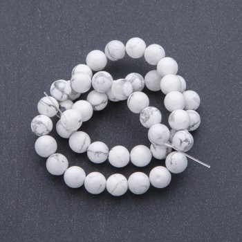 Natural Kaholong Stone Beads on String, smooth round beads, diameter 8mm+-, length 38cm
