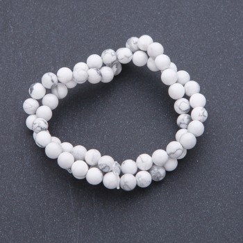 Natural Stone Beads Cacholong on String Round, diameter 6mm, 38cm length