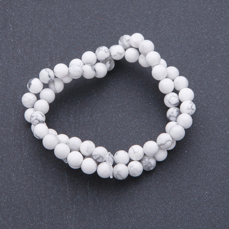 Natural Stone Beads Cacholong on String Round, diameter 6mm, 38cm length
