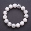 Cacholong Natural Stone Bracelet, Smooth Round Beads on Elastic, 12mm Diameter, 18cm Length
