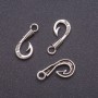 Hook Pendant Finding, width 10mm, diameter 4mm L4mm grey metal, pack of 10pcs
