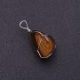 Tiger's Eye Natural Stone Pendant in Silver-Tone Wire Wrap, 2.5x2.2cm (+-)