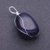 Natural Aventurine Stone Pendant "Blue Sand Cairo Night" in Wire Wrap, 3x2cm (+/-), Assorted Sizes