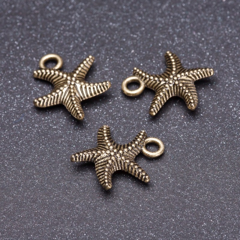 Pendant Findings Sea Star Bronze 13mm Pack of 19