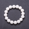 White Sponge Coral Natural Stone Bracelet on Elastic, 12mm Diameter, 18cm Length