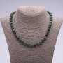 Natural Moss Agate Necklace, faceted round beads, 45cm length, 8mm diameter