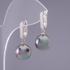 Earrings "Elegant" "Majorica" "Petrol", diameter 12mm