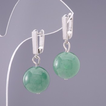 Earrings "Elegant" Jade, Diameter 12mm
